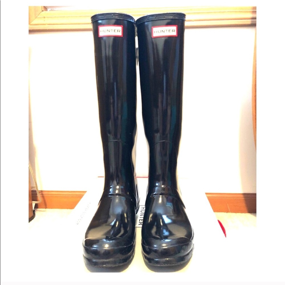 Re-posh! Wide-calf Glossy Black Hunter Boots!!